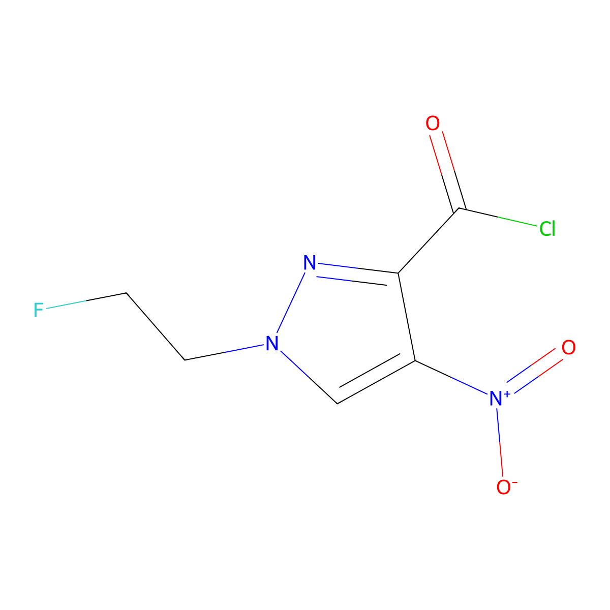 1-(2-fluoroethyl)-4-nitro-1H-pyrazole-3-carbonyl chloride molecular structure, CAS 1823422-16-7