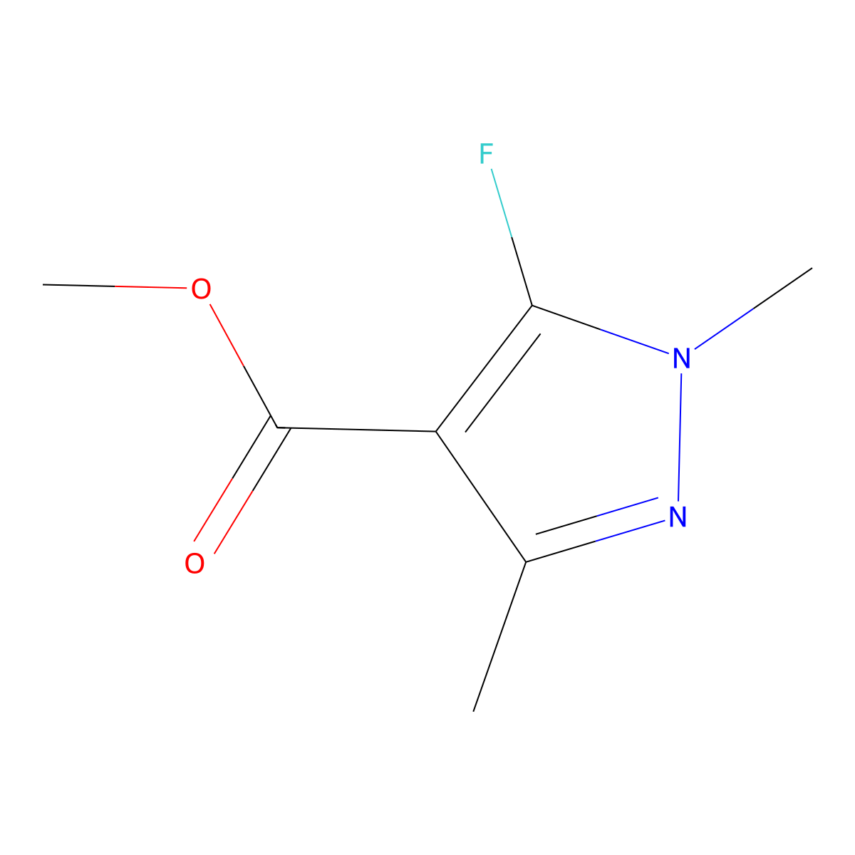 methyl 5-fluoro-1,3-dimethyl-1H-pyrazole-4-carboxylate molecular structure, CAS 1823422-25-8