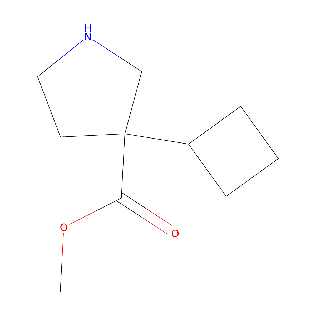 Methyl 3-cyclobutylpyrrolidine-3-carboxylate molecular structure, CAS 1823422-71-4
