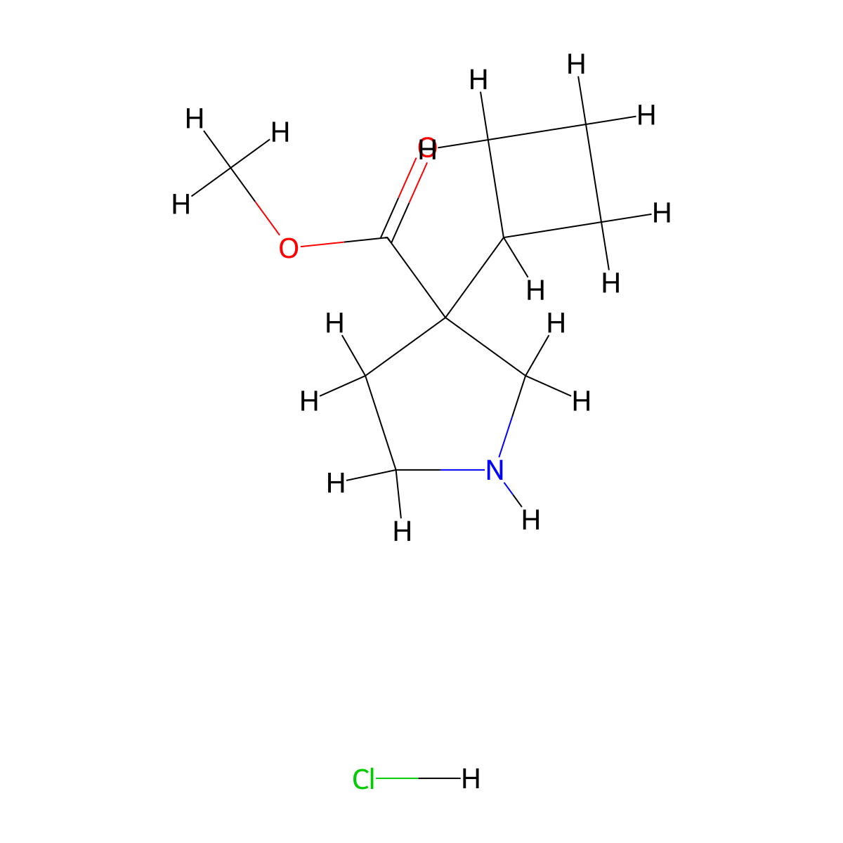 Methyl 3-cyclobutylpyrrolidine-3-carboxylate hydrochloride molecular structure, CAS 1823422-72-5