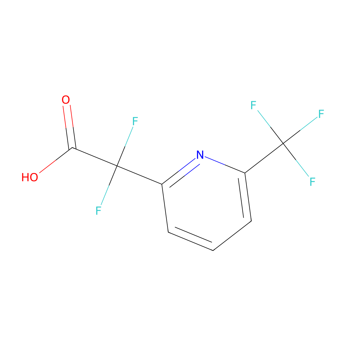 2,2-Difluoro-2-(6-(trifluoromethyl)pyridin-2-yl)acetic acid molecular structure, CAS 1823423-07-9