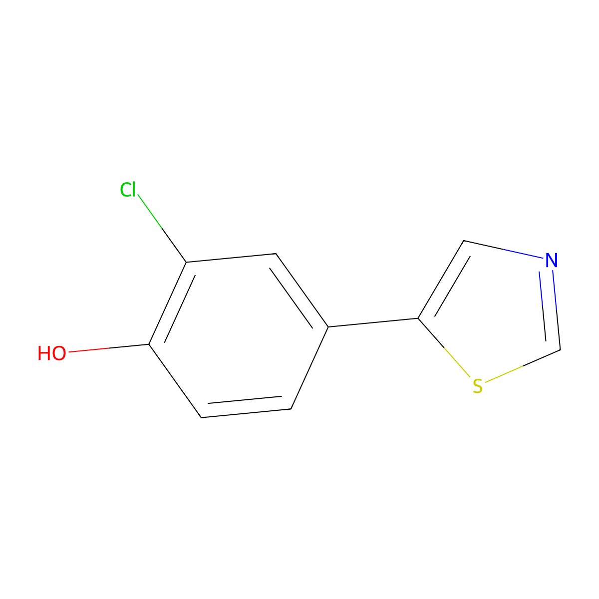 2-Chloro-4-(thiazol-5-yl)phenol molecular structure, CAS 1823423-09-1