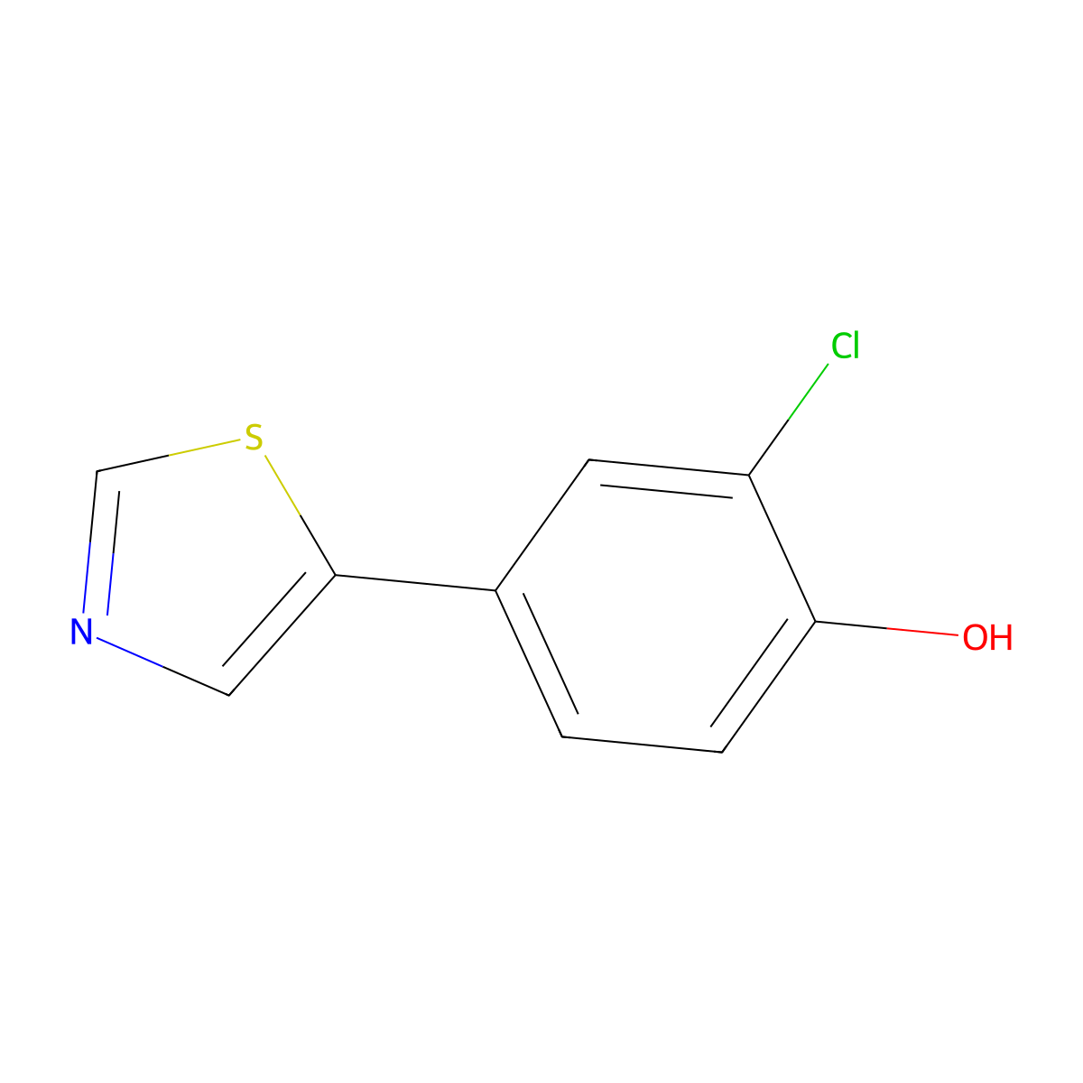 2-Chloro-4-(thiazol-5-yl)phenol molecular structure, CAS 1823423-09-1