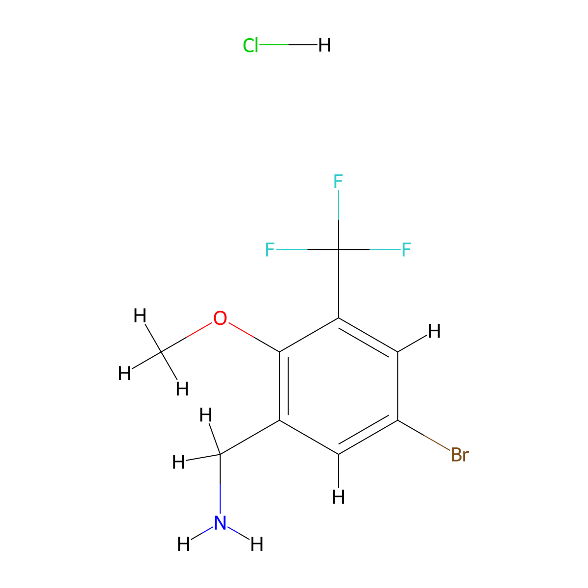 1-[5-Bromo-2-methoxy-3-(trifluoromethyl)phenyl]methanamine hydrochloride molecular structure, CAS 1823423-48-8