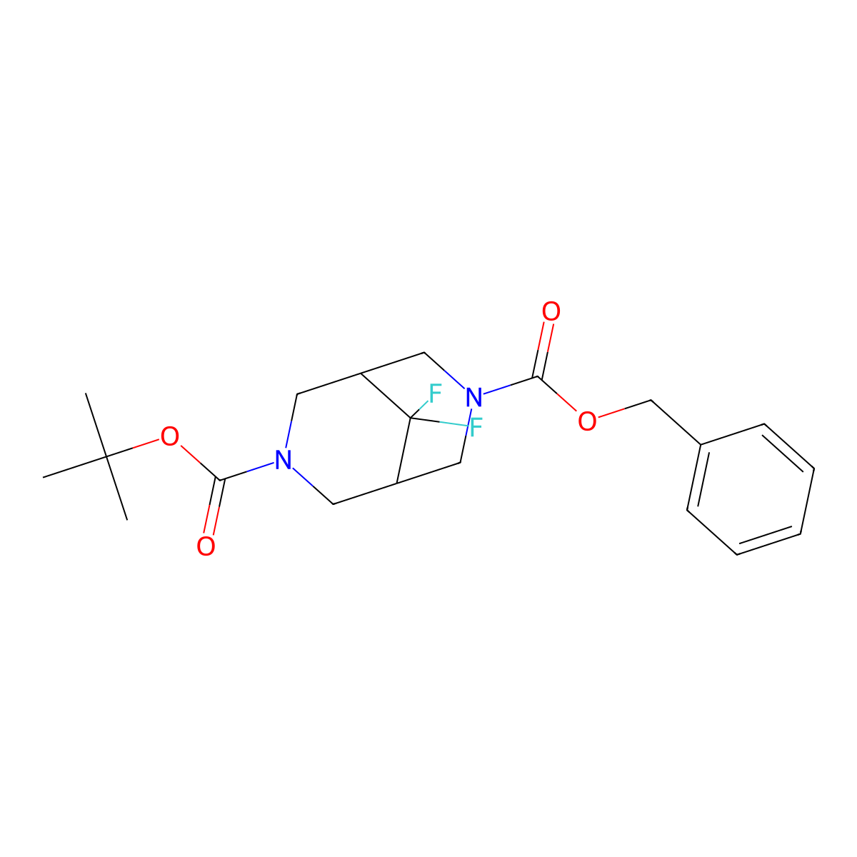 3-Benzyl 7-tert-butyl 9,9-difluoro-3,7-diaza-bicyclo[3.3.1]nonane-3,7-dicarboxylate molecular structure, CAS 1823424-25-4