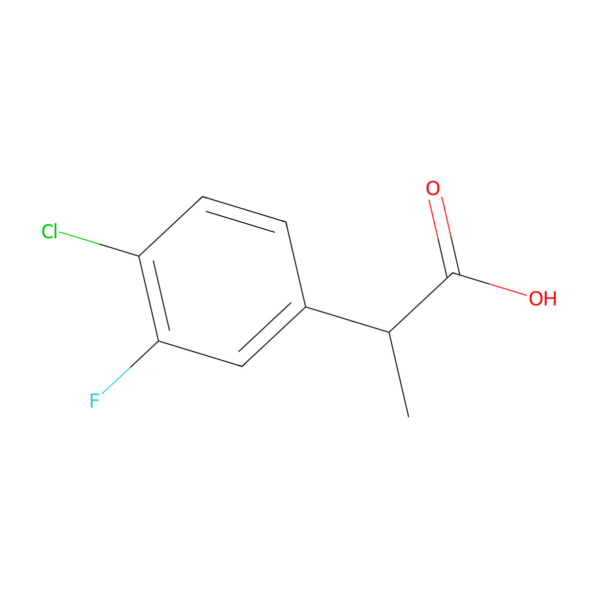 2-(4-Chloro-3-fluorophenyl)propanoic acid molecular structure, CAS 1823425-75-7