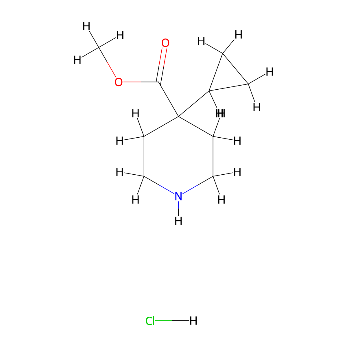 Methyl 4-cyclopropylpiperidine-4-carboxylate hydrochloride molecular structure, CAS 1823426-94-3