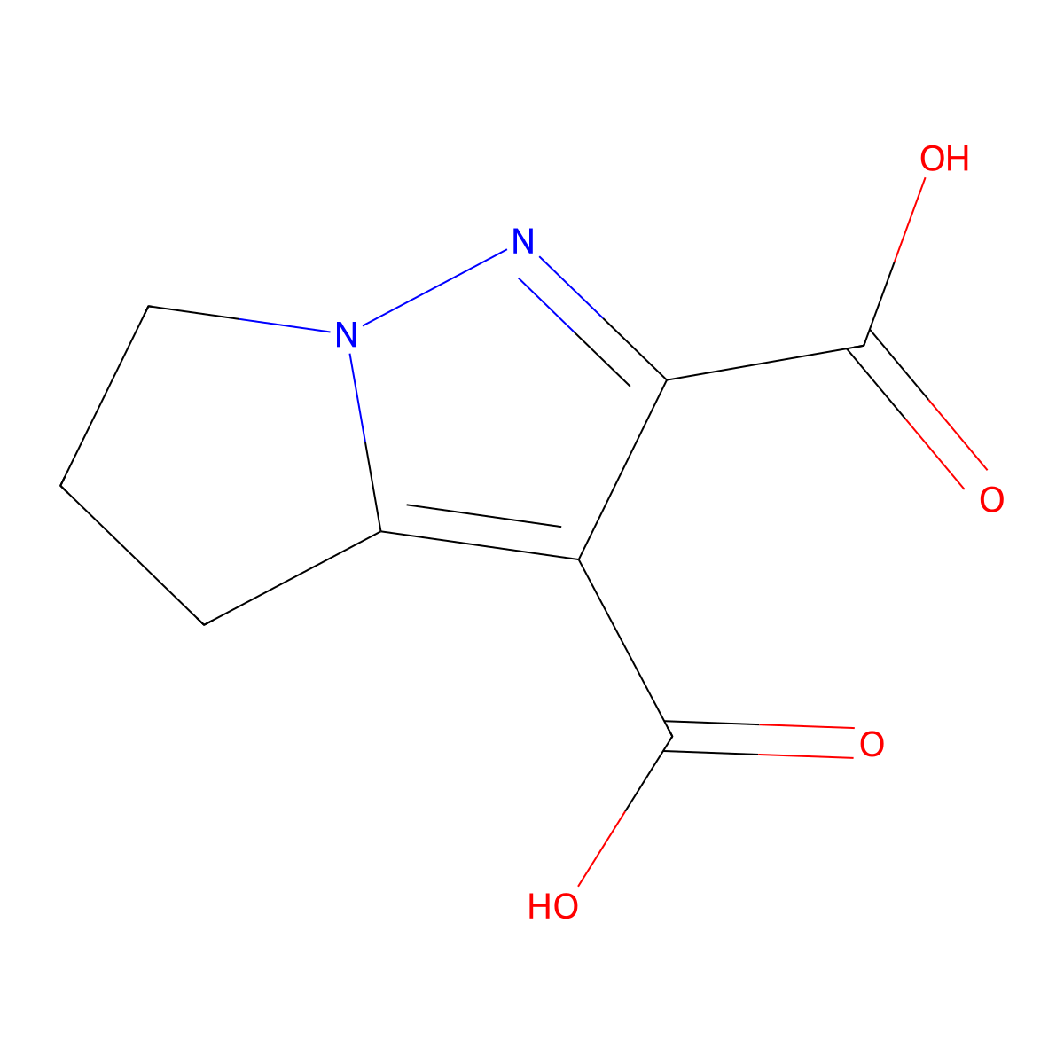 5,6-dihydro-4H-pyrrolo[1,2-b]pyrazole-2,3-dicarboxylic acid molecular structure, CAS 1823428-33-6