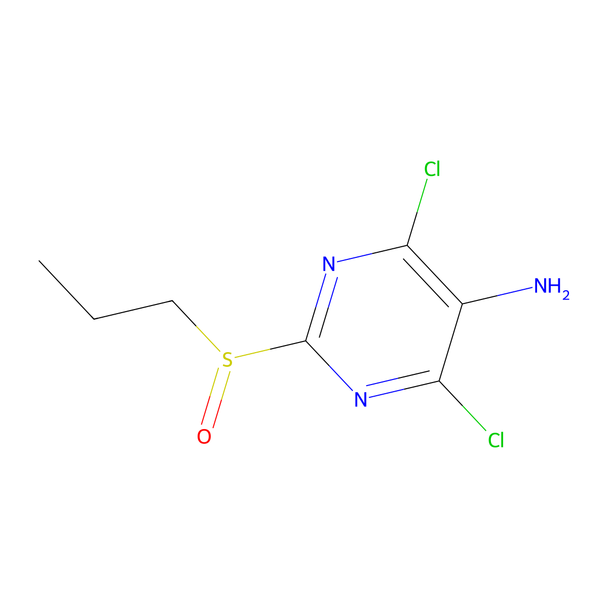 4,6-Dichloro-2-(propylsulfinyl)pyrimidin-5-amine molecular structure, CAS 1823431-32-8