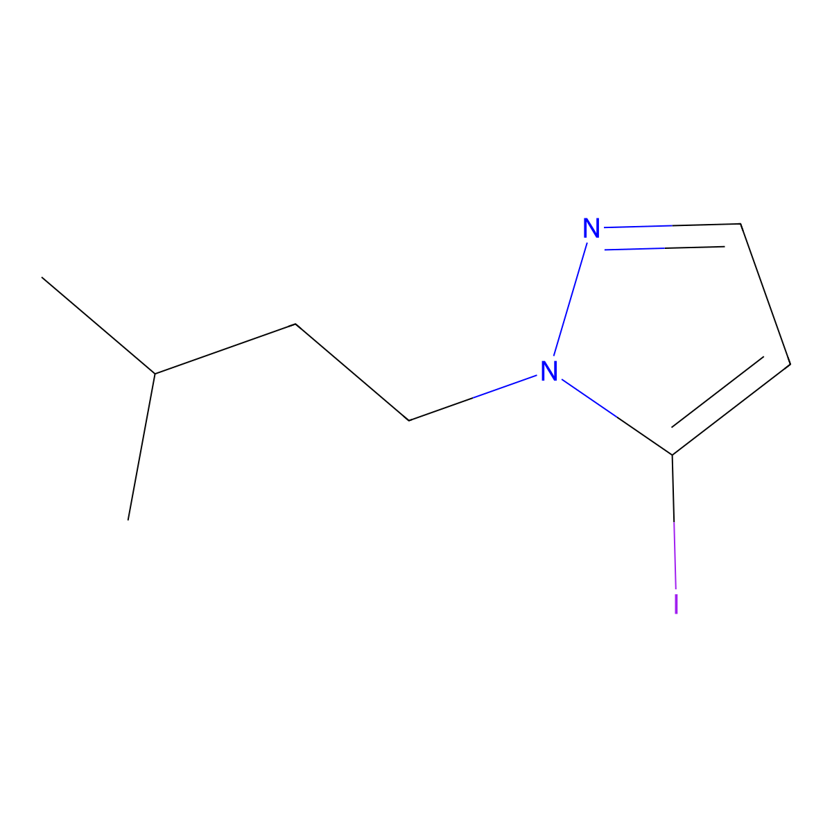 5-Iodo-1-(3-methylbutyl)-1H-pyrazole molecular structure, CAS 1823431-68-0