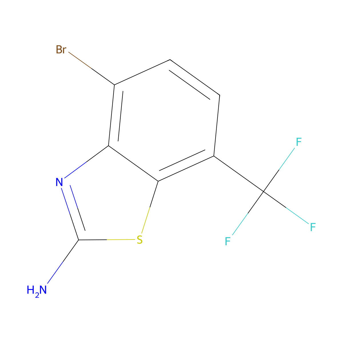 4-Bromo-7-(trifluoromethyl)-1,3-benzothiazol-2-amine molecular structure, CAS 1823432-25-2