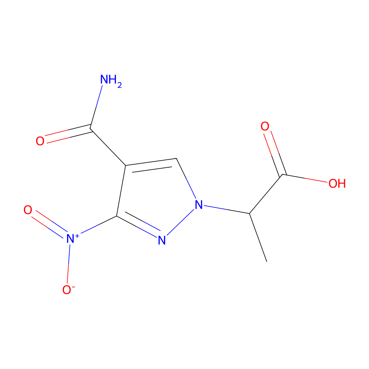 2-(4-Carbamoyl-3-nitro-1H-pyrazol-1-yl)propanoic acid molecular structure, CAS 1823432-34-3