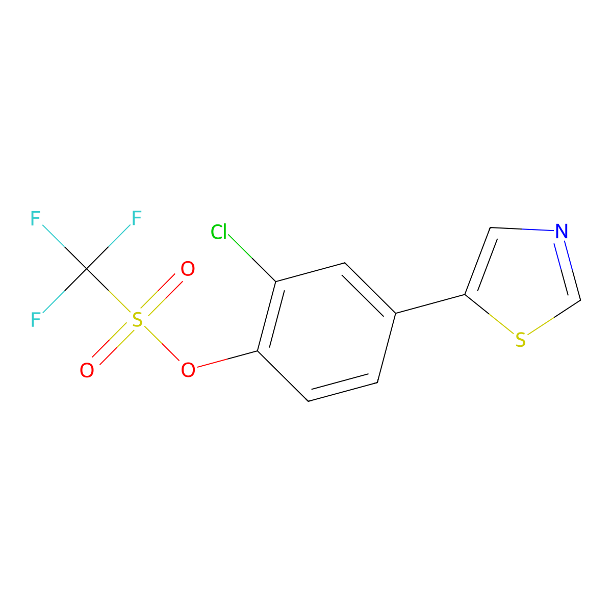 2-Chloro-4-(thiazol-5-yl)phenyl trifluoromethanesulfonate molecular structure, CAS 1823433-21-1