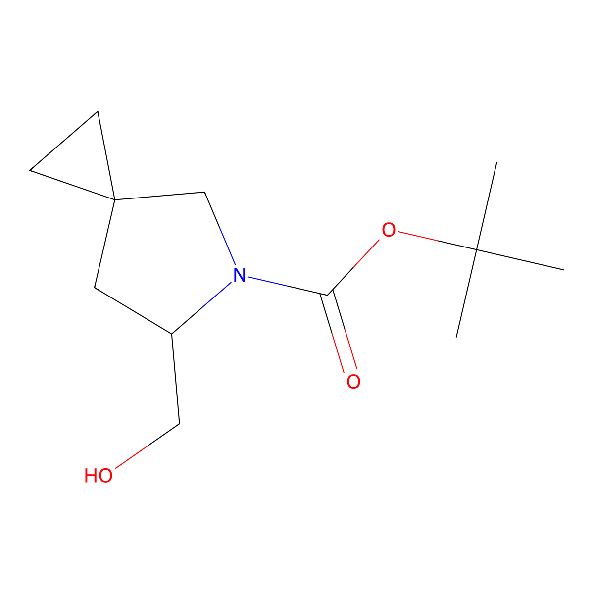 Tert-butyl 6-(hydroxymethyl)-5-azaspiro[2.4]heptane-5-carboxylate molecular structure, CAS 1823433-53-9