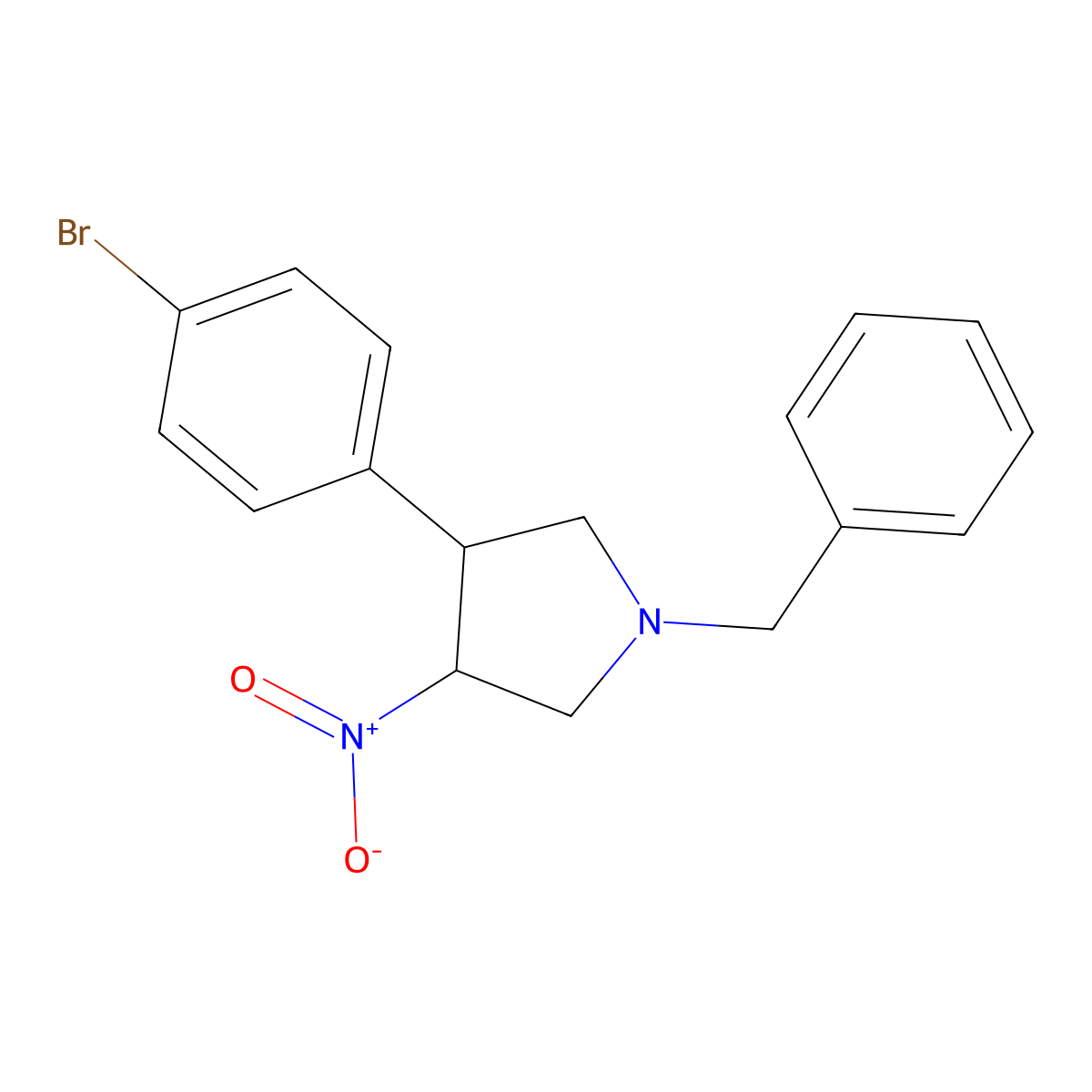 1-Benzyl-3-(4-bromophenyl)-4-nitropyrrolidine molecular structure, CAS 1823434-00-9