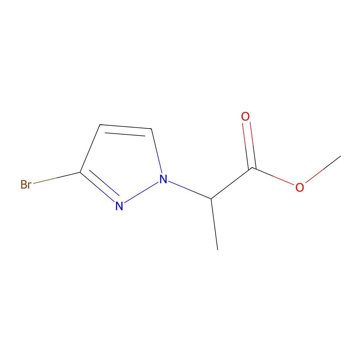 methyl 2-(3-bromo-1H-pyrazol-1-yl)propanoate molecular structure, CAS 1823437-31-5