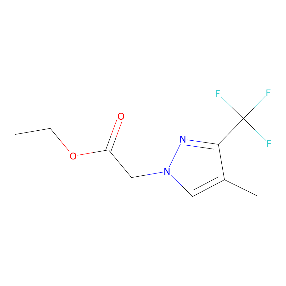 Ethyl 2-[4-methyl-3-(trifluoromethyl)-1H-pyrazol-1-yl]acetate molecular structure, CAS 1823437-99-5