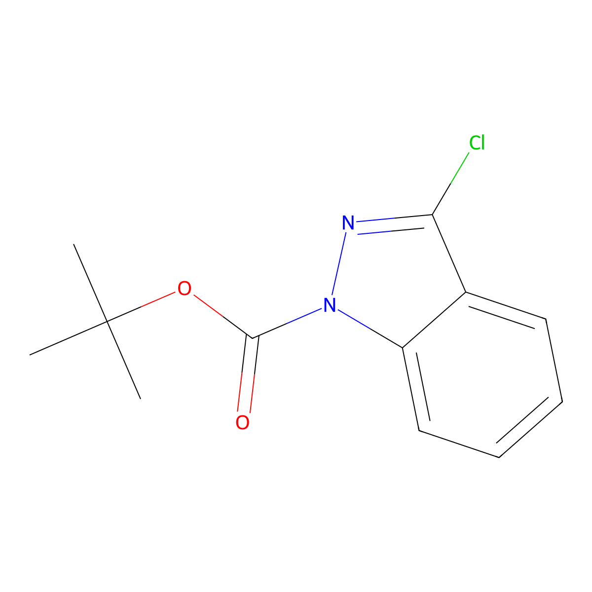 Tert-butyl 3-chloroindazole-1-carboxylate molecular structure, CAS 182344-54-3
