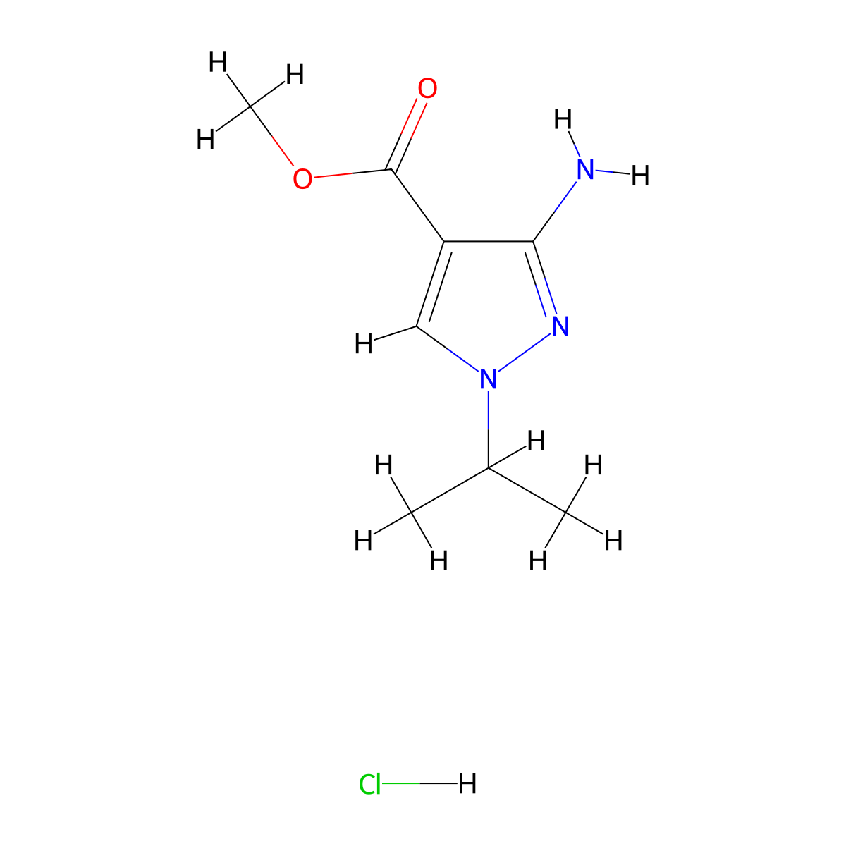 Methyl 3-amino-1-isopropyl-1H-pyrazole-4-carboxylate hydrochloride molecular structure, CAS 1823441-75-3