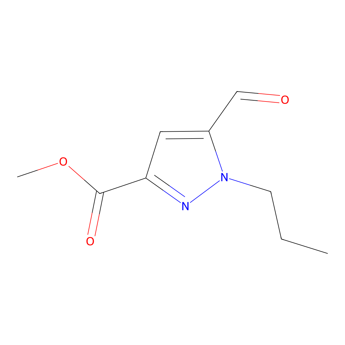 methyl 5-formyl-1-propyl-1H-pyrazole-3-carboxylate molecular structure, CAS 1823442-40-5