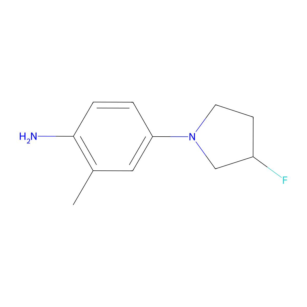 4-(3-Fluoro-1-pyrrolidinyl)-2-methylbenzenamine molecular structure, CAS 1823444-30-9