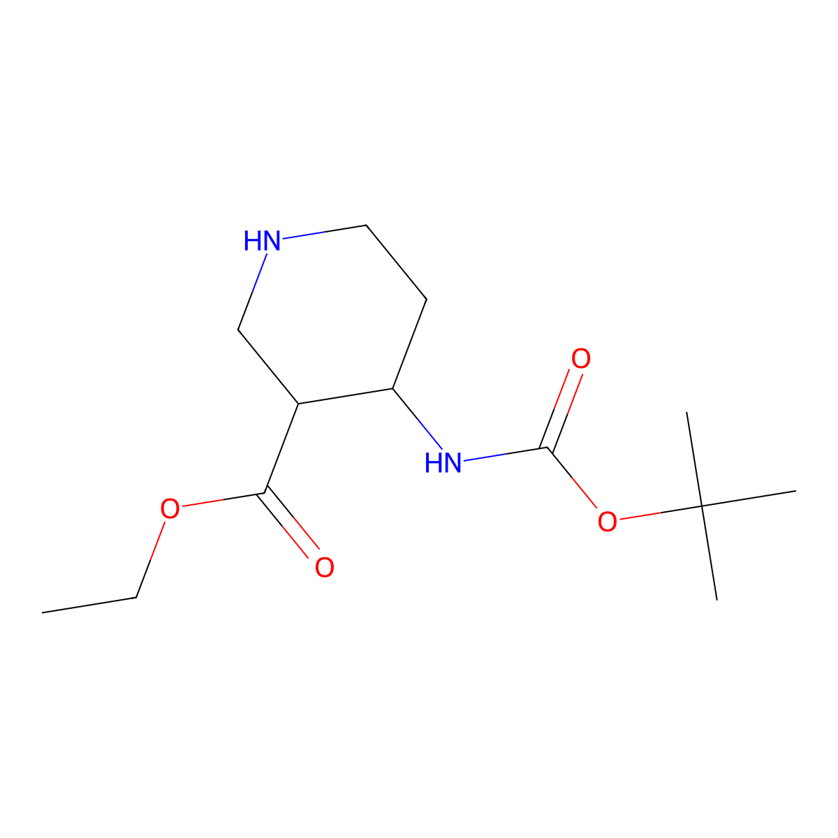 Ethyl 4-((tert-butoxycarbonyl)amino)piperidine-3-carboxylate molecular structure, CAS 1823446-22-5