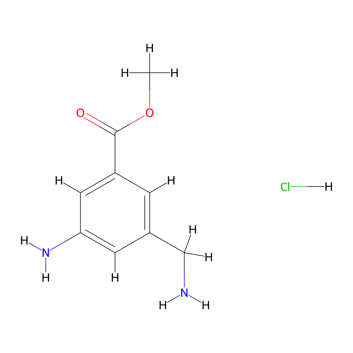 Methyl 3-amino-5-(aminomethyl)benzoate hydrochloride molecular structure, CAS 182345-01-3