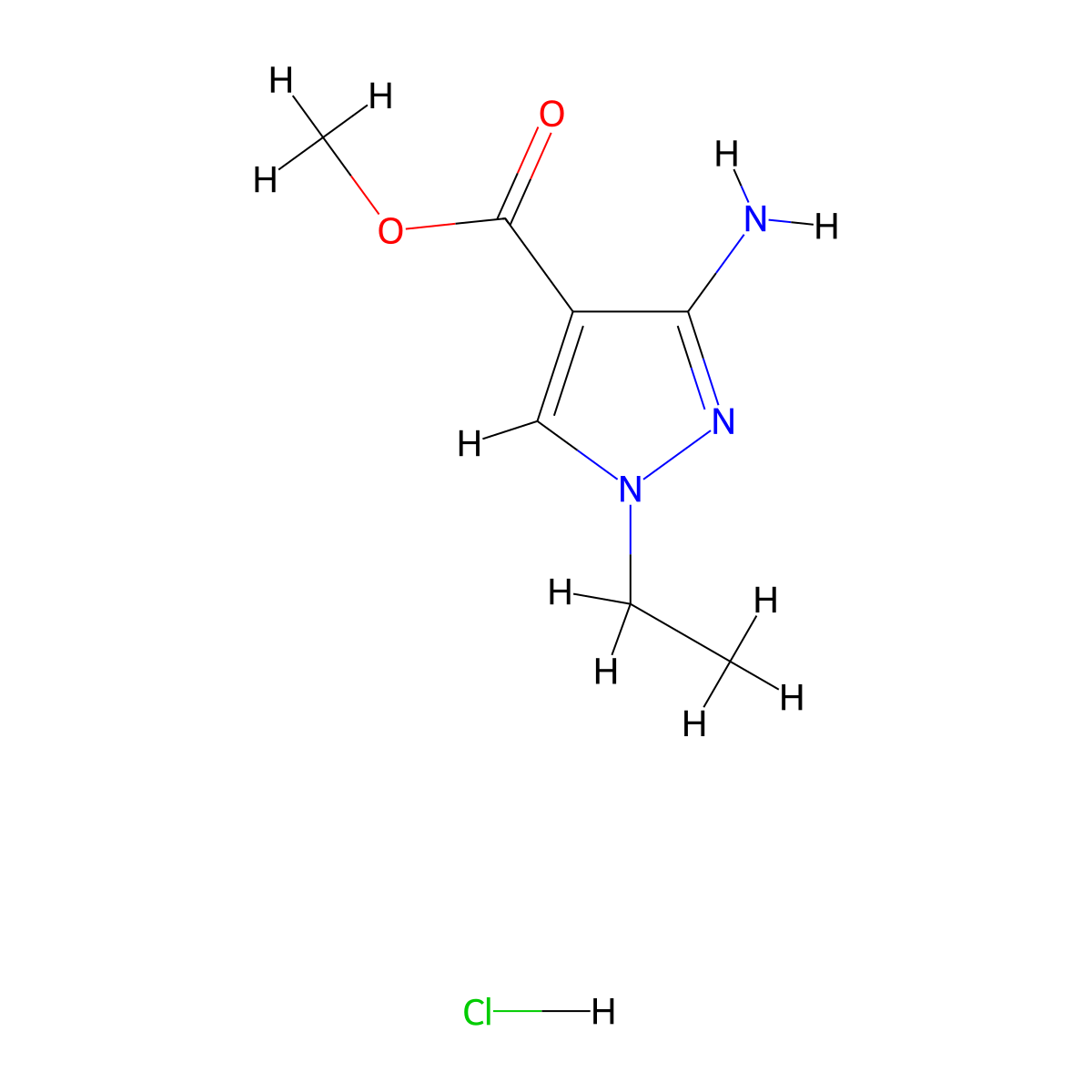 Methyl 3-amino-1-ethylpyrazole-4-carboxylate;hydrochloride molecular structure, CAS 1823450-93-6