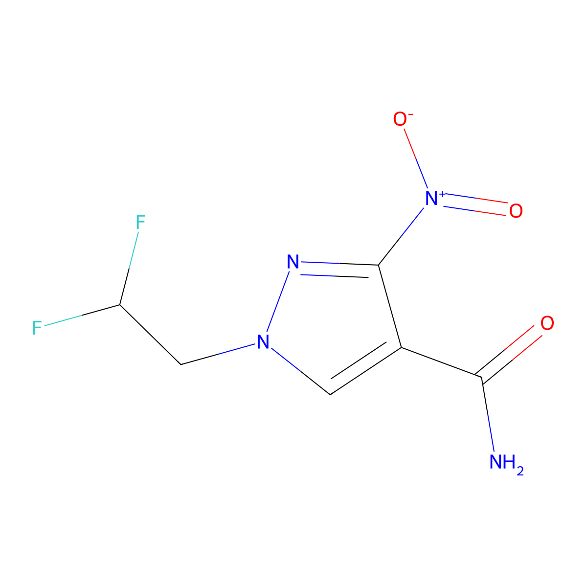 1-(2,2-difluoroethyl)-3-nitro-1H-pyrazole-4-carboxamide molecular structure, CAS 1823451-05-3
