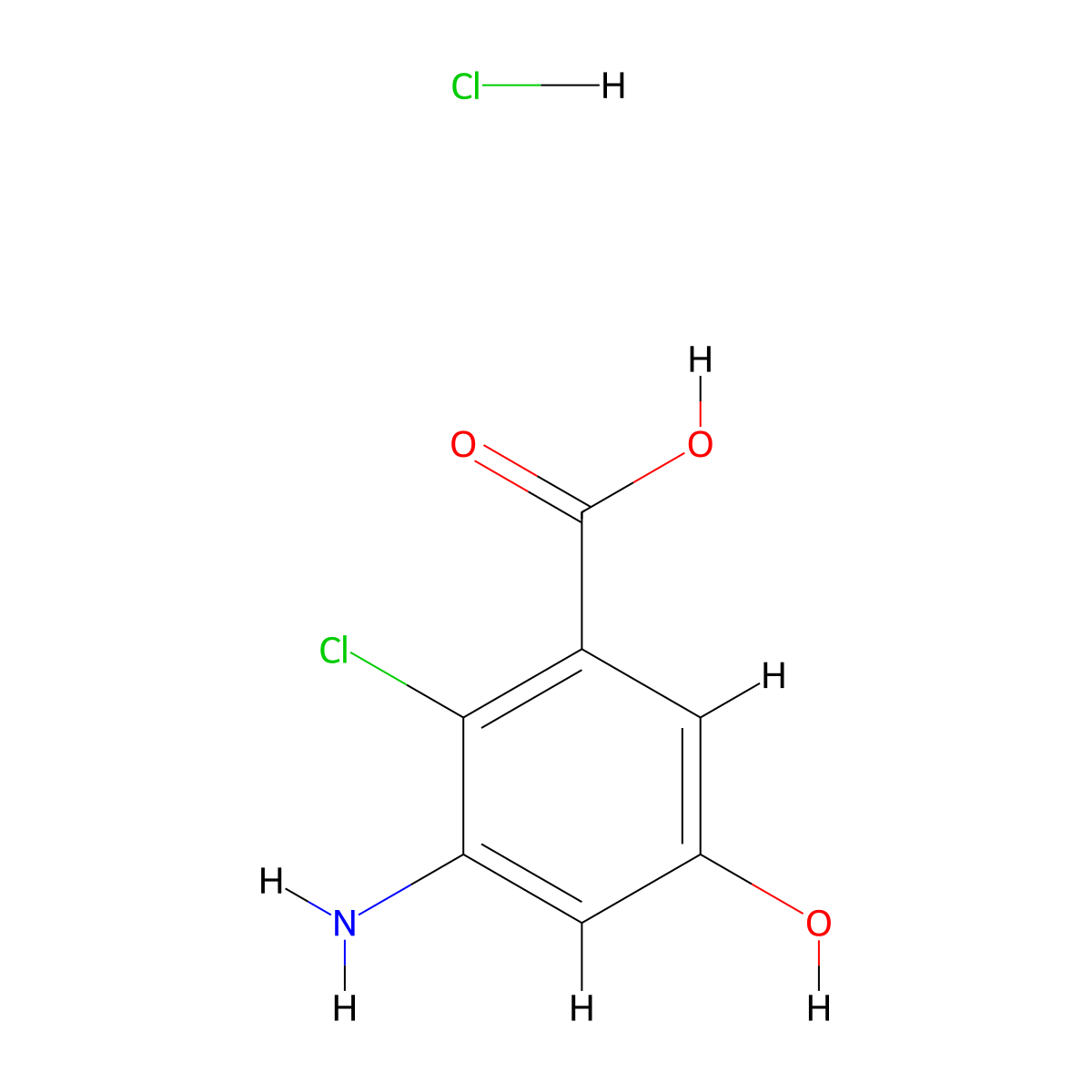 3-Amino-2-chloro-5-hydroxybenzoic acid hydrochloride molecular structure, CAS 1823452-44-3