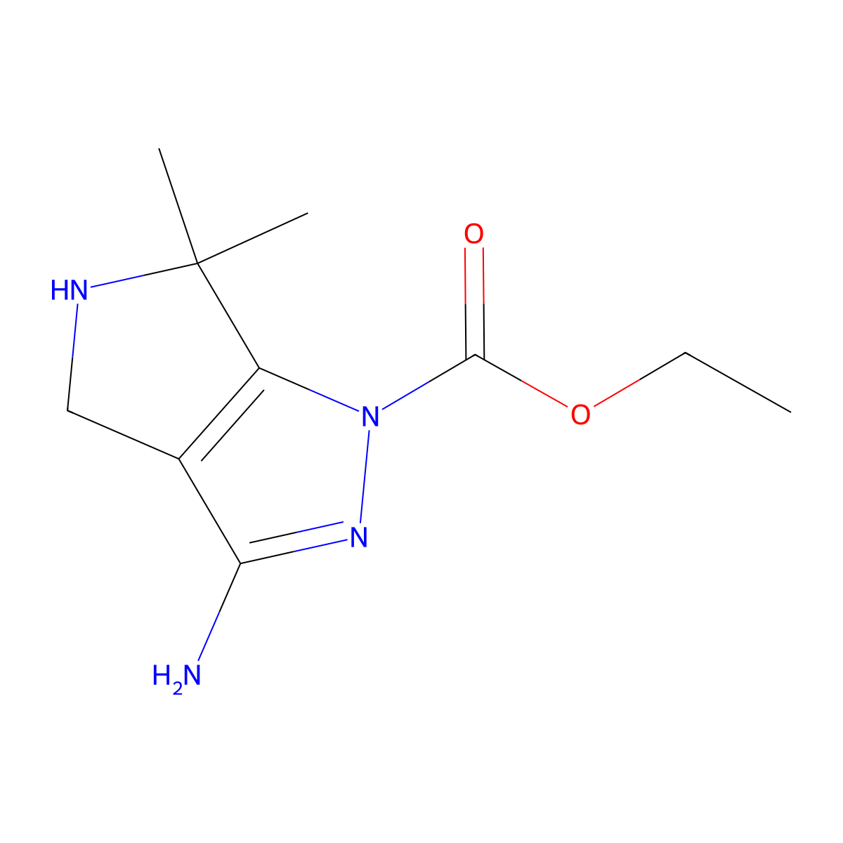 ethyl 3-amino-6,6-dimethyl-5,6-dihydropyrrolo[3,4-c]pyrazole-1(4H)-carboxylate molecular structure, CAS 1823457-08-4