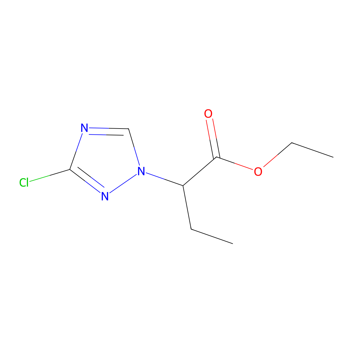 Ethyl 2-(3-chloro-1H-1,2,4-triazol-1-yl)butanoate molecular structure, CAS 1823462-45-8
