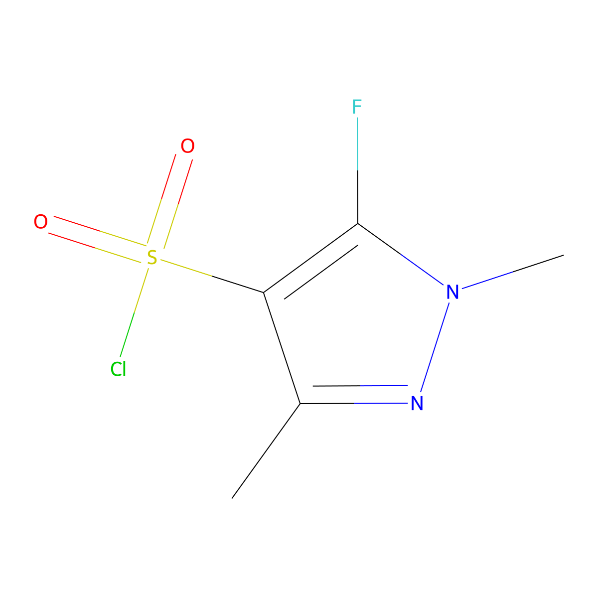 5-fluoro-1,3-dimethyl-1H-pyrazole-4-sulfonyl chloride molecular structure, CAS 1823464-80-7