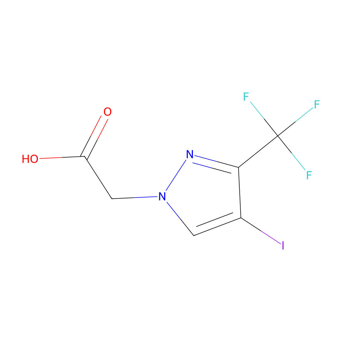 2-[4-Iodo-3-(trifluoromethyl)-1H-pyrazol-1-yl]acetic acid molecular structure, CAS 1823464-84-1