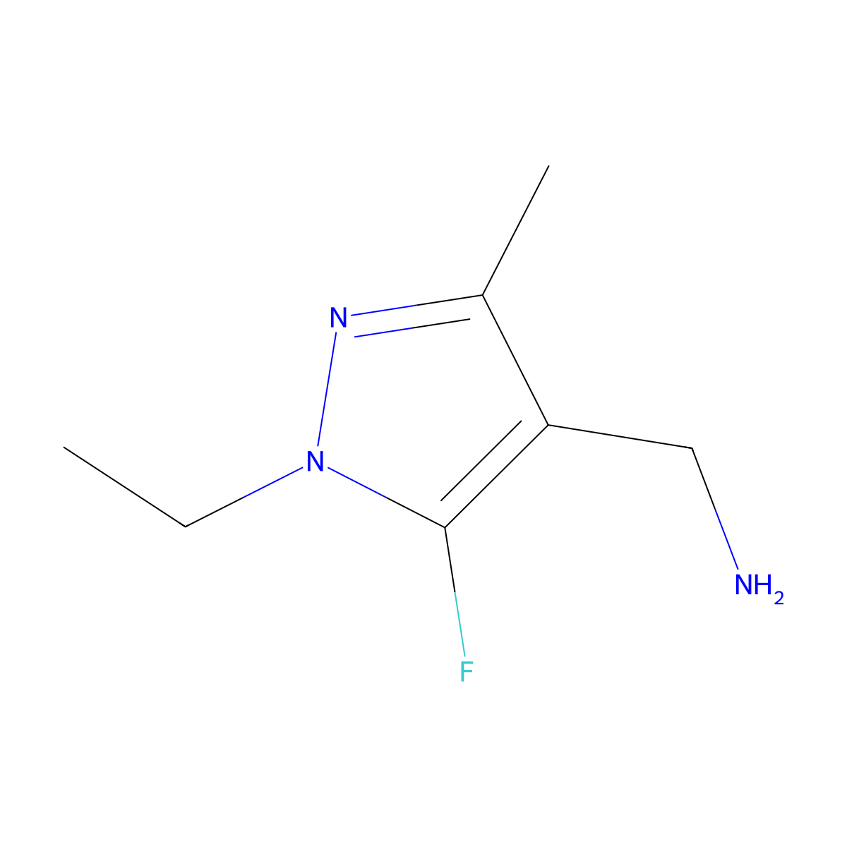 (1-Ethyl-5-fluoro-3-methyl-1H-pyrazol-4-yl)methanamine molecular structure, CAS 1823464-96-5
