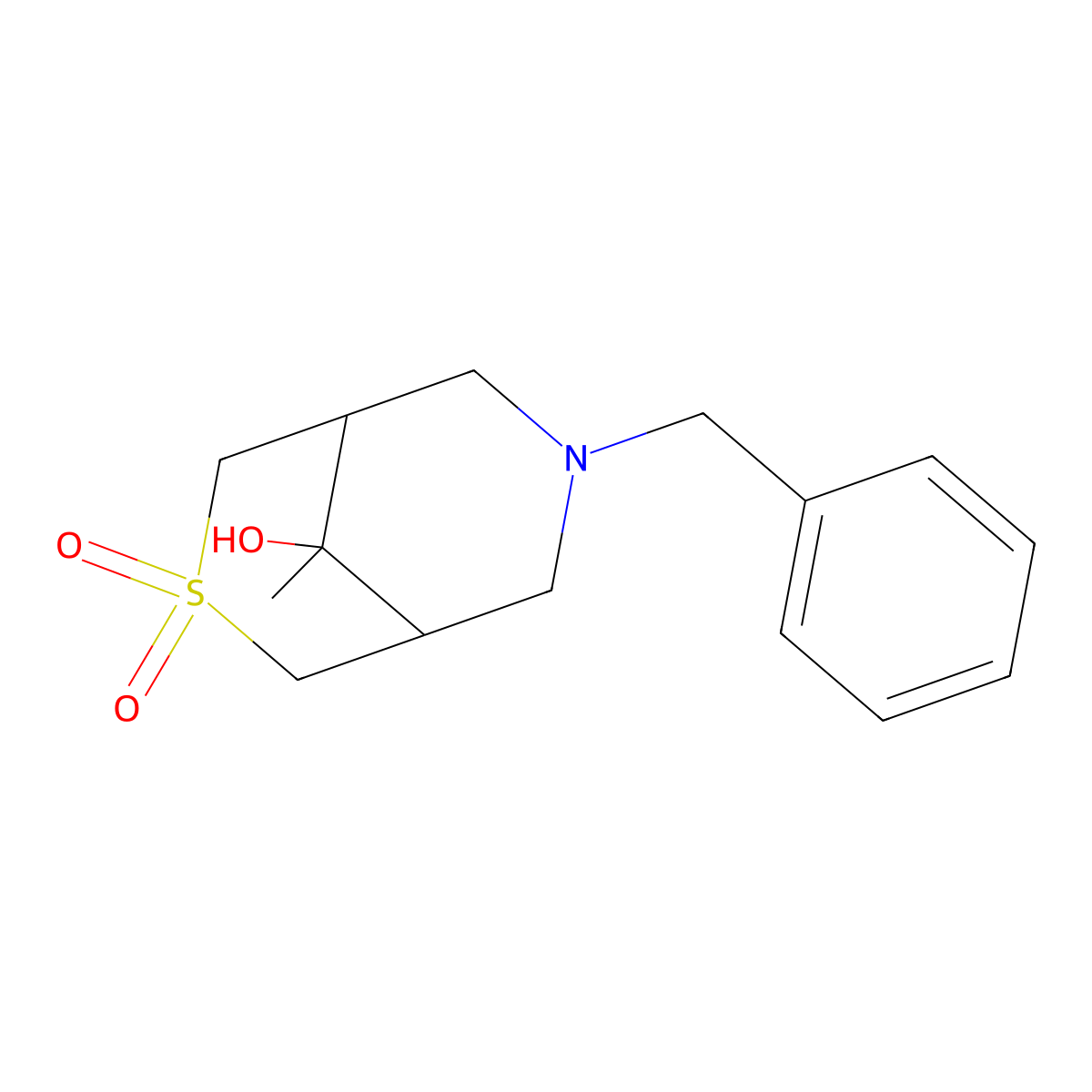 7-Benzyl-9-hydroxy-9-methyl-3lambda6-thia-7-azabicyclo[3.3.1]nonane-3,3-dione molecular structure, CAS 1823465-42-4
