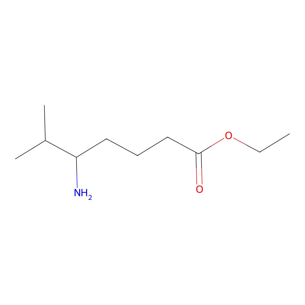 Ethyl 5-amino-6-methylheptanoate molecular structure, CAS 1823471-23-3