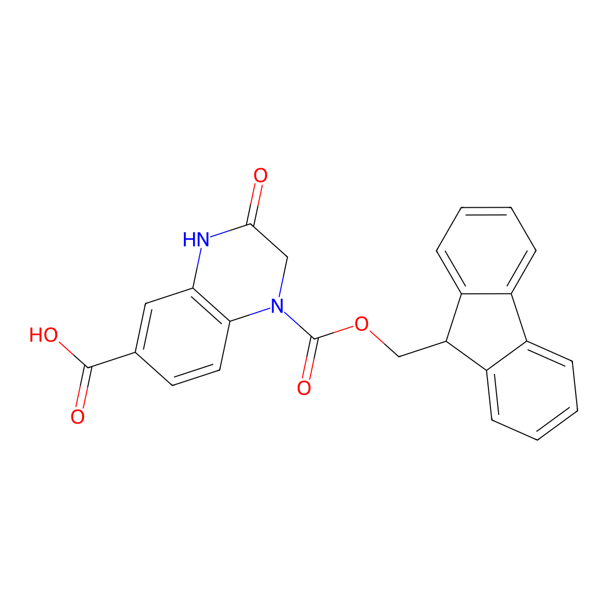 1-{[(9H-fluoren-9-yl)methoxy]carbonyl}-3-oxo-1,2,3,4-tetrahydroquinoxaline-6-carboxylic acid molecular structure, CAS 1823474-33-4