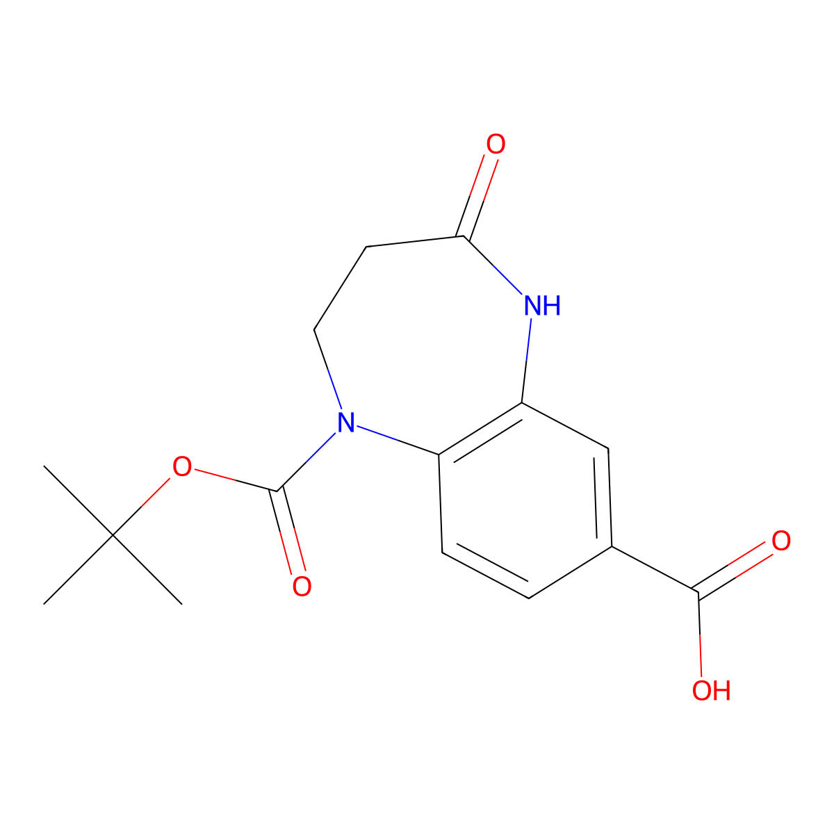 1-[(tert-butoxy)carbonyl]-4-oxo-2,3,4,5-tetrahydro-1H-1,5-benzodiazepine-7-carboxylic acid molecular structure, CAS 1823474-50-5