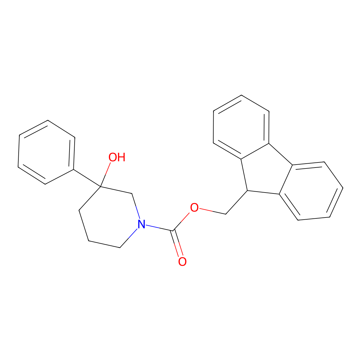 (9H-fluoren-9-yl)methyl 3-hydroxy-3-phenylpiperidine-1-carboxylate molecular structure, CAS 1823475-99-5