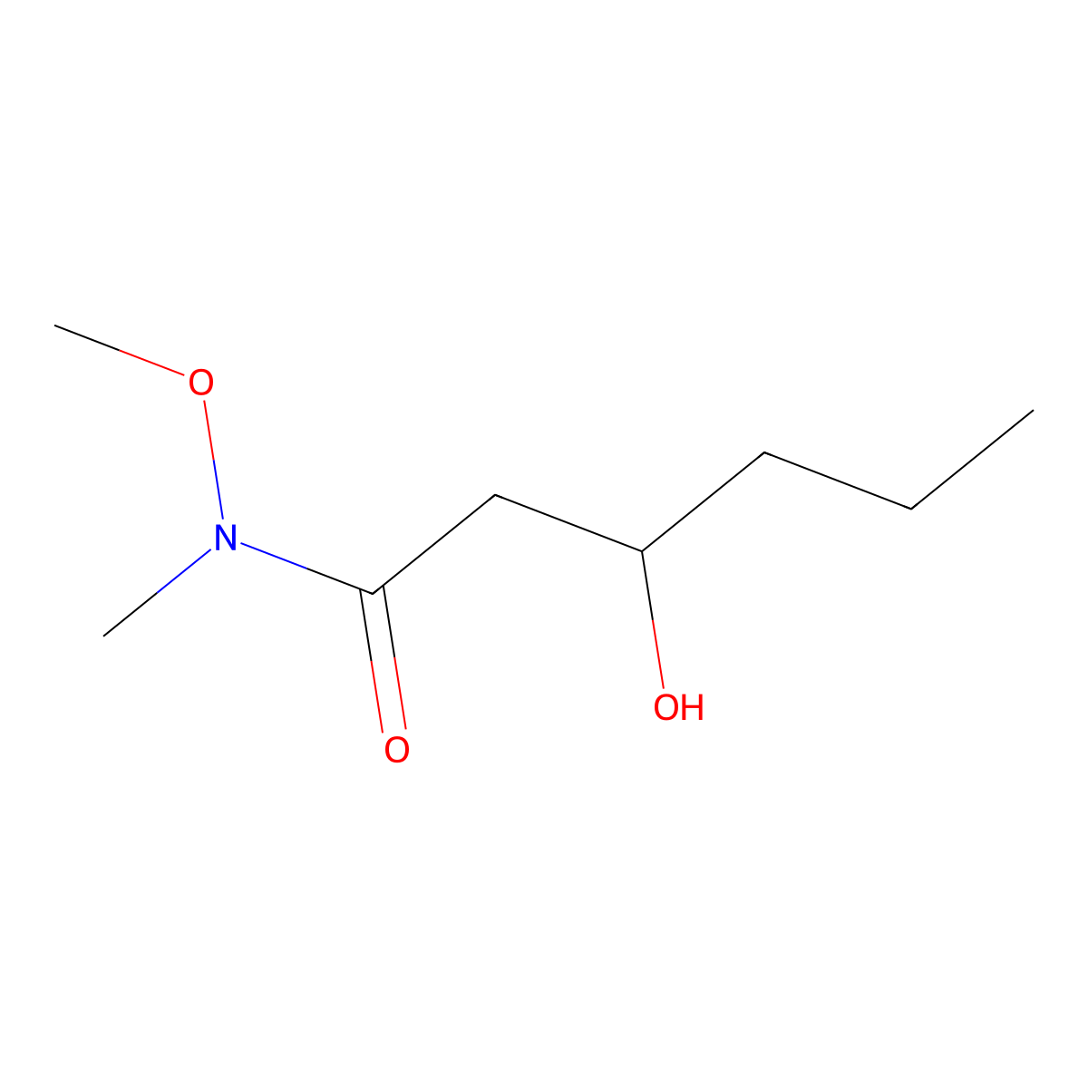 3-hydroxy-N-methoxy-N-methylhexanamide molecular structure, CAS 1823476-46-5