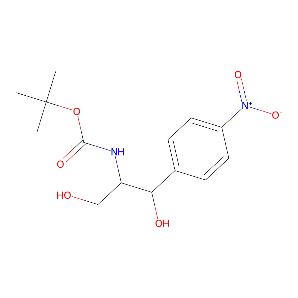 Tert-butyl N-[1,3-dihydroxy-1-(4-nitrophenyl)propan-2-YL]carbamate molecular structure, CAS 1823476-50-1