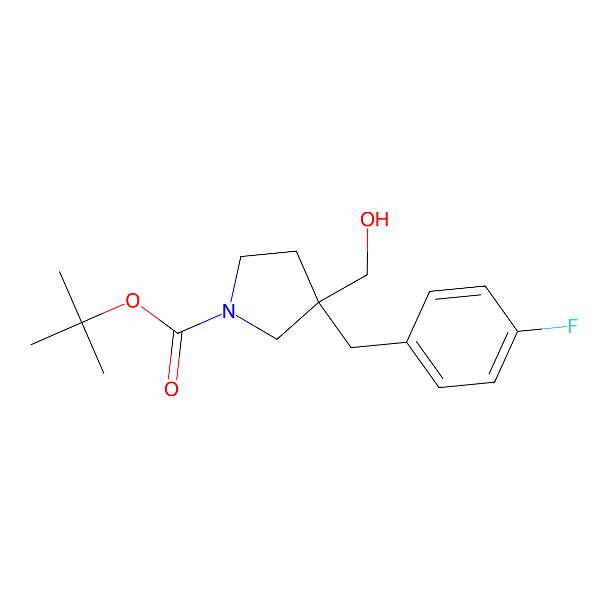 Tert-butyl 3-[(4-fluorophenyl)methyl]-3-(hydroxymethyl)pyrrolidine-1-carboxylate molecular structure, CAS 1823481-03-3