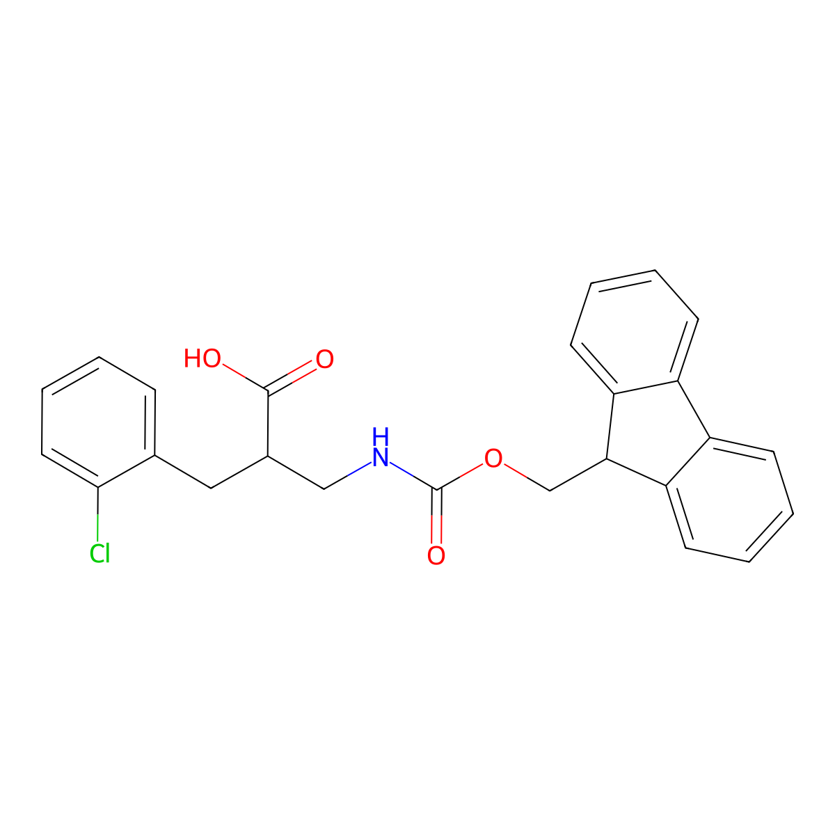 2-[(2-chlorophenyl)methyl]-3-({[(9H-fluoren-9-yl)methoxy]carbonyl}amino)propanoic acid molecular structure, CAS 1823481-57-7
