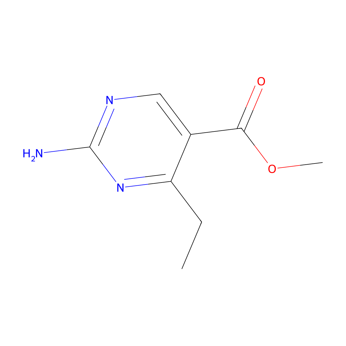 Methyl 2-amino-4-ethylpyrimidine-5-carboxylate molecular structure, CAS 1823489-86-6