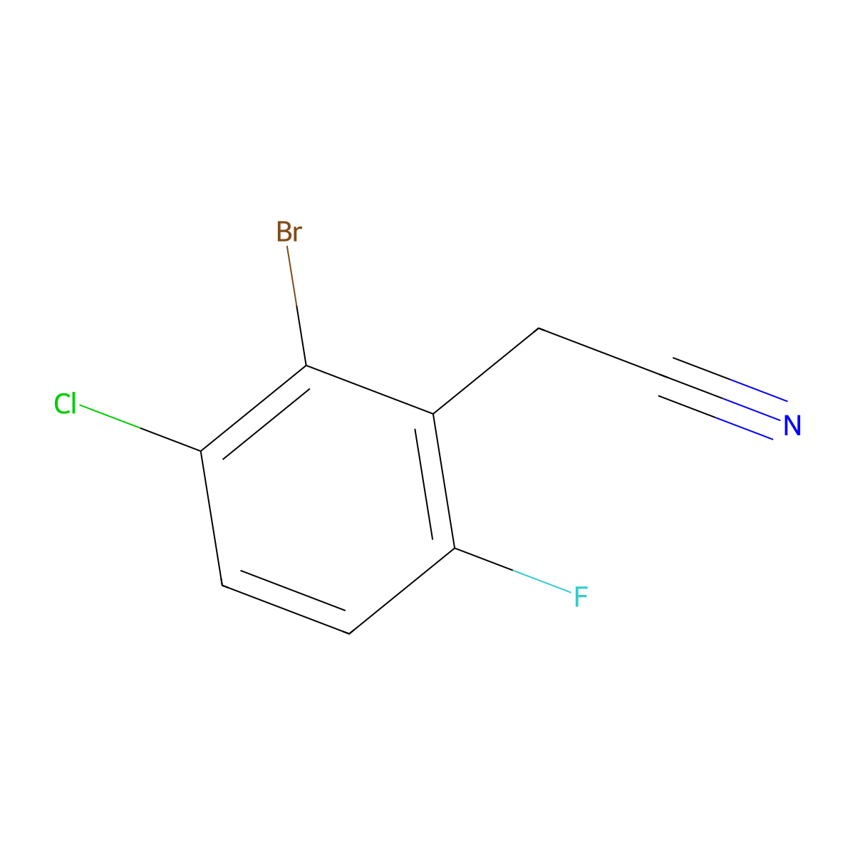 2-(2-Bromo-3-chloro-6-fluorophenyl)acetonitrile molecular structure, CAS 1823493-30-6
