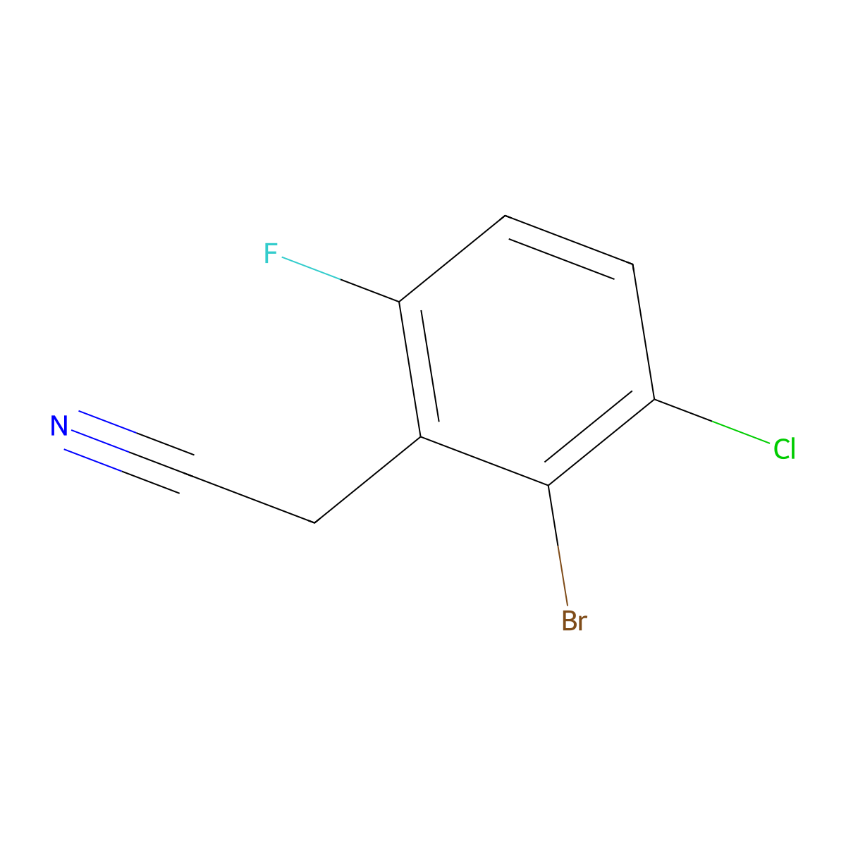 2-(2-Bromo-3-chloro-6-fluorophenyl)acetonitrile molecular structure, CAS 1823493-30-6