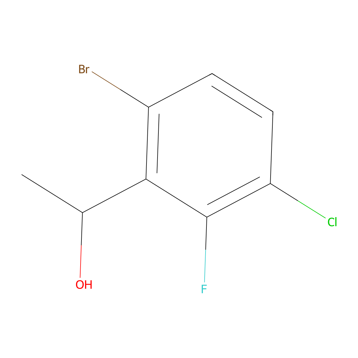 1-(6-Bromo-3-chloro-2-fluorophenyl)ethanol molecular structure, CAS 1823493-59-9