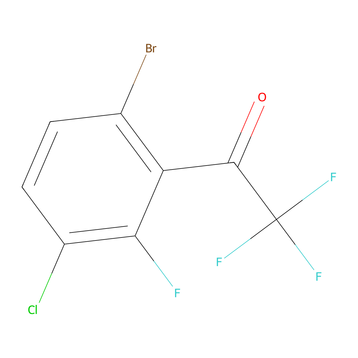 1-(6-Bromo-3-chloro-2-fluorophenyl)-2,2,2-trifluoroethanone molecular structure, CAS 1823493-67-9