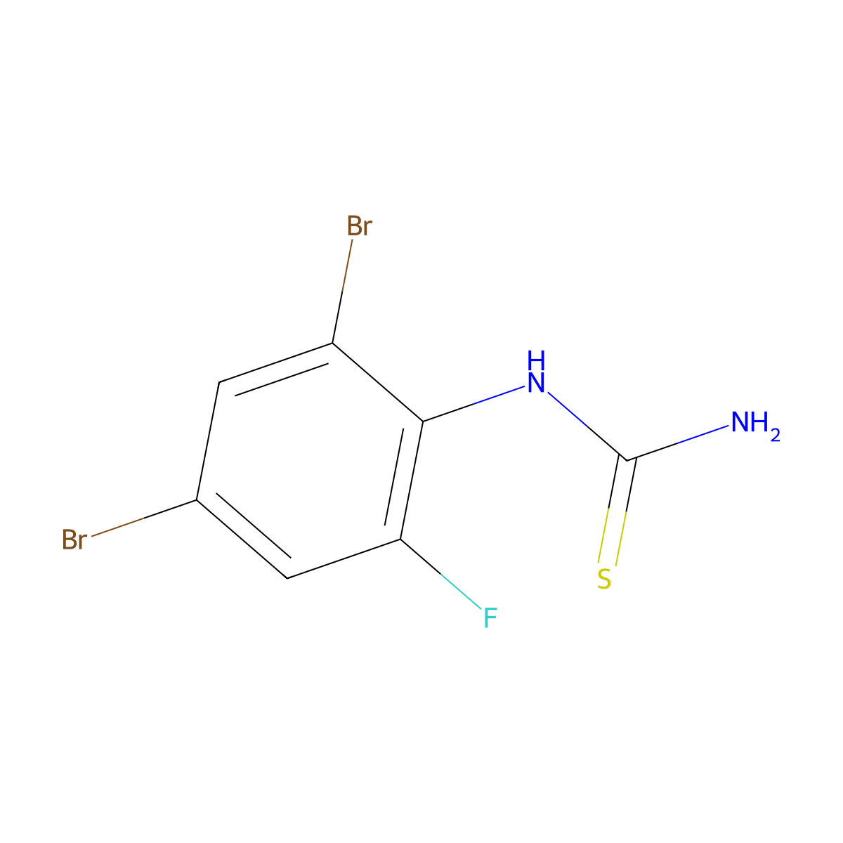 N-(2,4-Dibromo-6-fluorophenyl)thiourea molecular structure, CAS 1823494-62-7